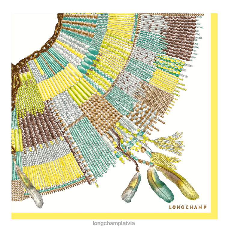 sievietes citronu Longchamp 2023. gada pavasara/vasaras kolekcijas zīda šalle 90 Piederumi 64NVH1060