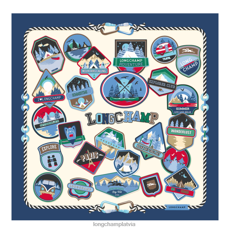 sievietes flote Longchamp 2023. gada pavasara/vasaras kolekcijas zīda šalle 90 Piederumi 64NVH1056