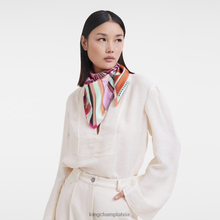 sievietes fuksija Longchamp 2023. gada pavasara/vasaras kolekcijas zīda šalle 70 Piederumi 64NVH1037