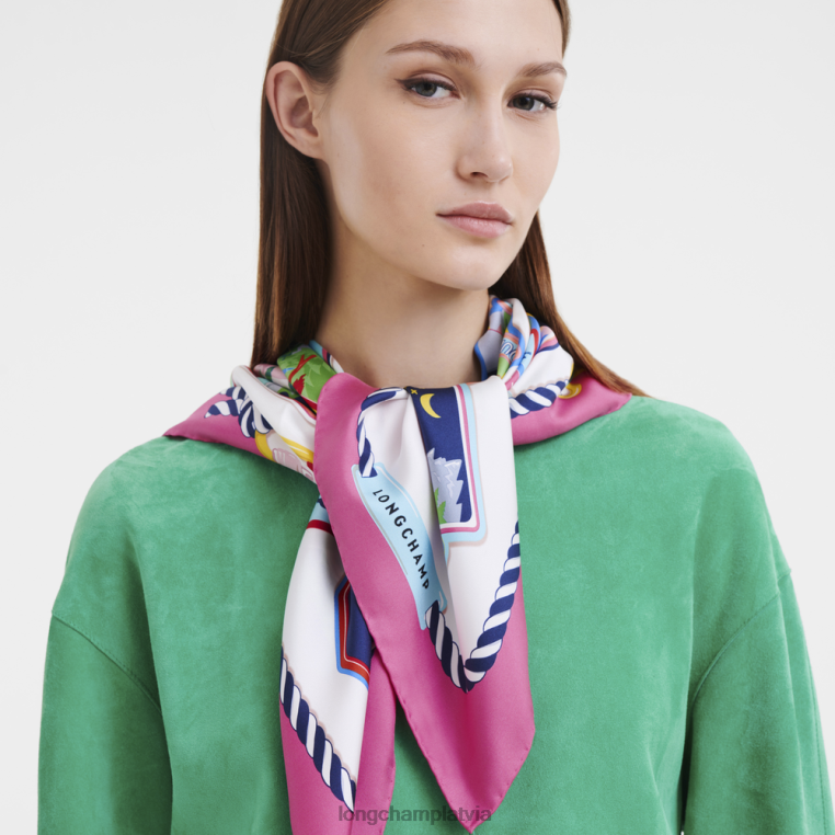 sievietes fuksija Longchamp 2023. gada pavasara/vasaras kolekcijas zīda šalle 90 Piederumi 64NVH1057