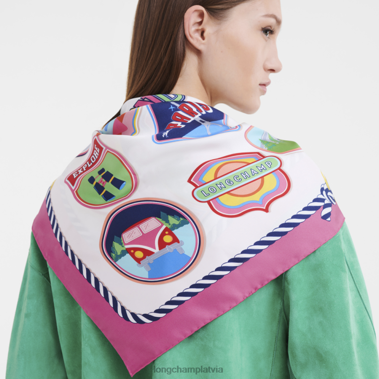 sievietes fuksija Longchamp 2023. gada pavasara/vasaras kolekcijas zīda šalle 90 Piederumi 64NVH1057