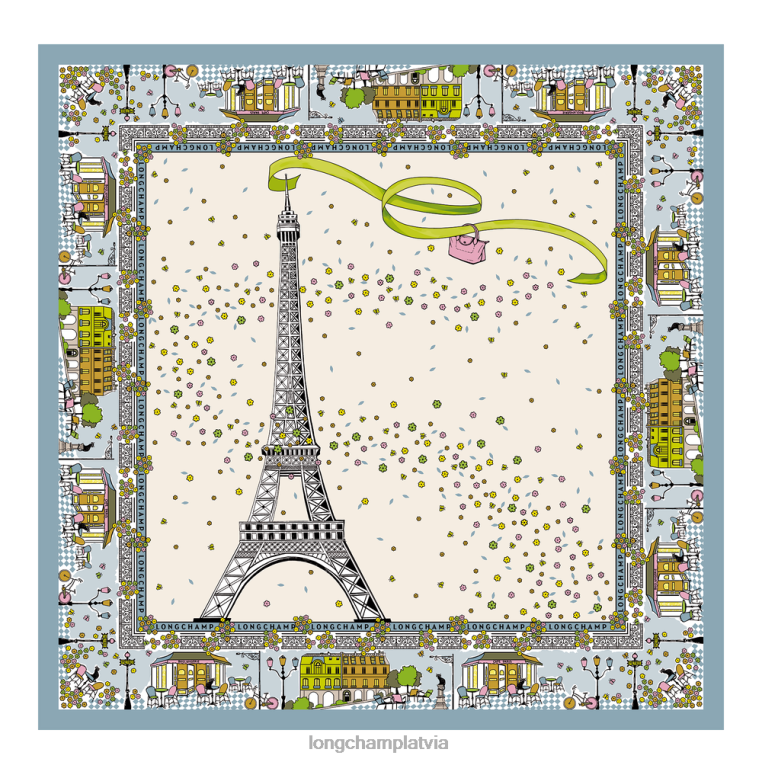 sievietes mākonis zils Longchamp 2023. gada pavasara/vasaras kolekcijas zīda šalle Piederumi 64NVH1013