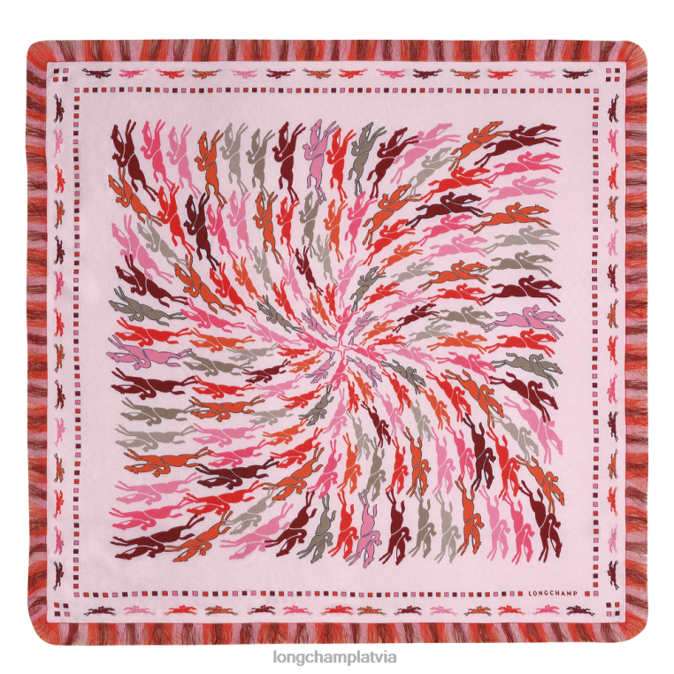 sievietes rozā Longchamp 2023. gada pavasara/vasaras kolekcijas zīda šalle 70 Piederumi 64NVH1028