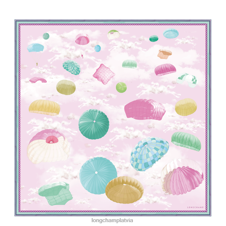 sievietes rozā Longchamp 2023. gada pavasara/vasaras kolekcijas zīda šalle 90 Piederumi 64NVH1052