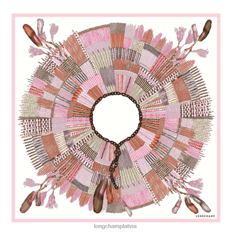 sievietes rozā Longchamp 2023. gada pavasara/vasaras kolekcijas zīda šalle 90 Piederumi 64NVH1059