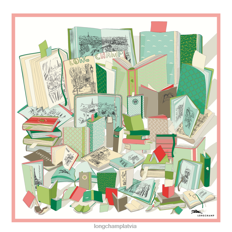 sievietes seladons Longchamp 2023. gada pavasara/vasaras kolekcijas zīda šalle 90 Piederumi 64NVH1051