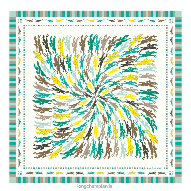 sievietes tirkīza Longchamp 2023. gada pavasara/vasaras kolekcijas zīda šalle 70 Piederumi 64NVH1029