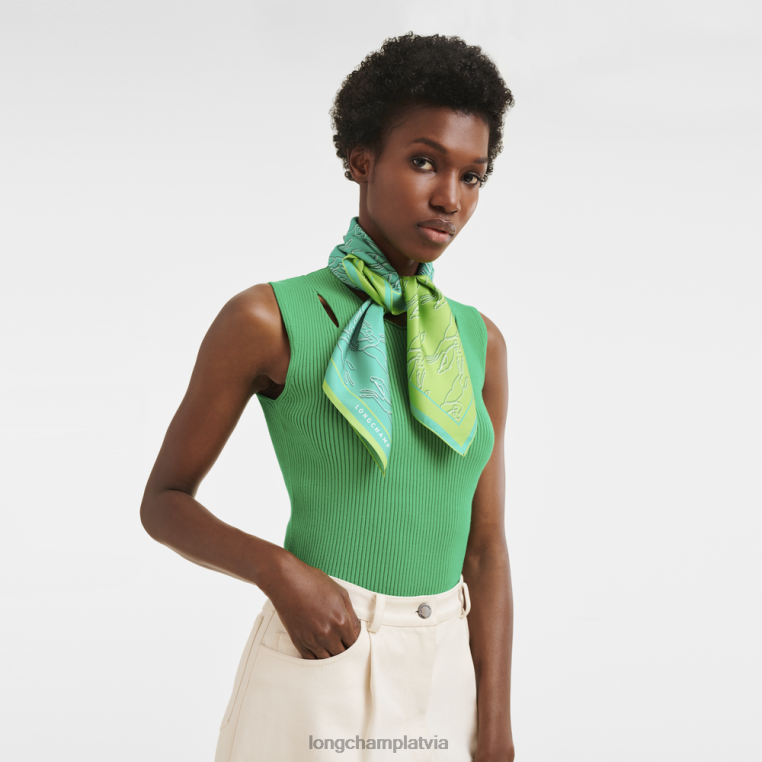 sievietes tirkīza Longchamp 2023. gada pavasara/vasaras kolekcijas zīda šalle 70 Piederumi 64NVH1032