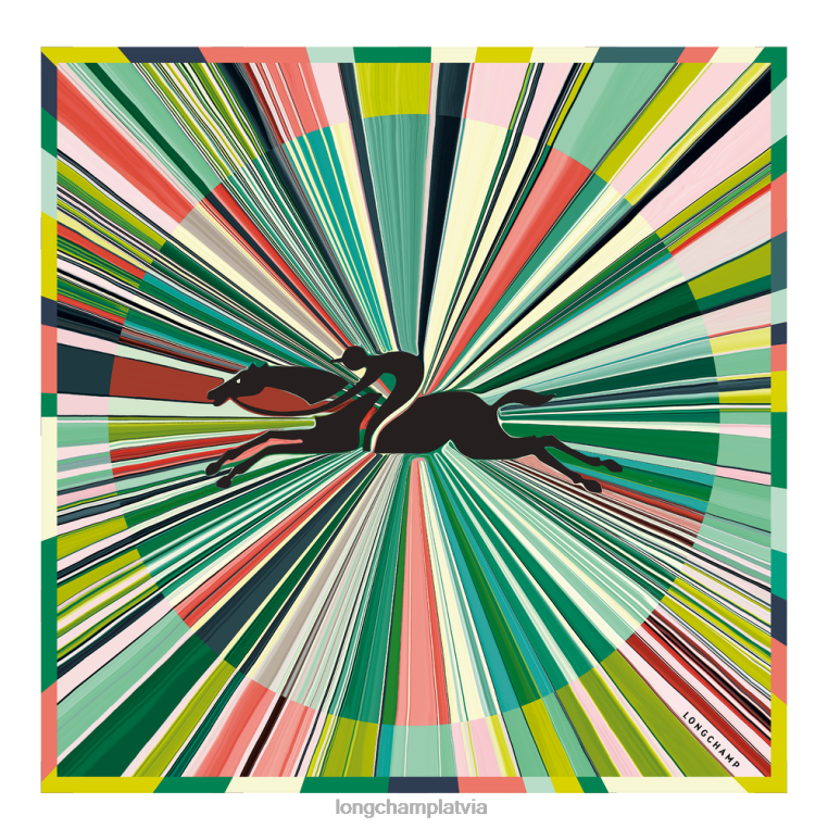 sievietes zāle/zaļā gaisma Longchamp 2023. gada pavasara/vasaras kolekcijas zīda šalle 70 Piederumi 64NVH1038