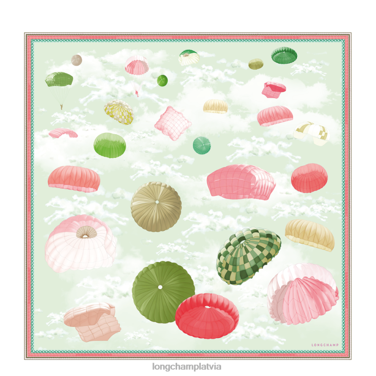 sievietes zāle/zaļā gaisma Longchamp 2023. gada pavasara/vasaras kolekcijas zīda šalle 90 Piederumi 64NVH1055