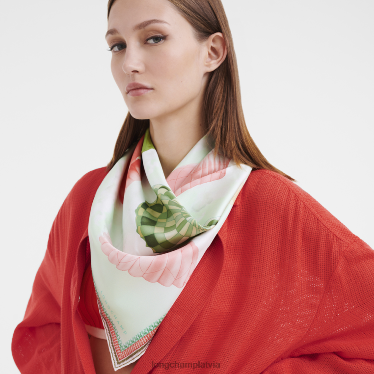 sievietes zāle/zaļā gaisma Longchamp 2023. gada pavasara/vasaras kolekcijas zīda šalle 90 Piederumi 64NVH1055