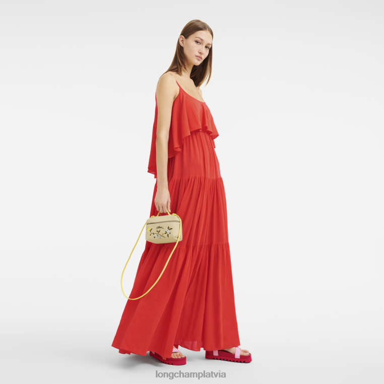 sievietes dzeltens Longchamp le panier pliage iedomība somas 64NVH27