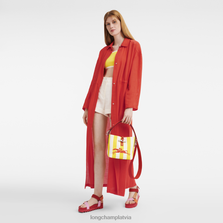 sievietes dzeltens/balts Longchamp roseau būtiska kausa soma somas 64NVH245