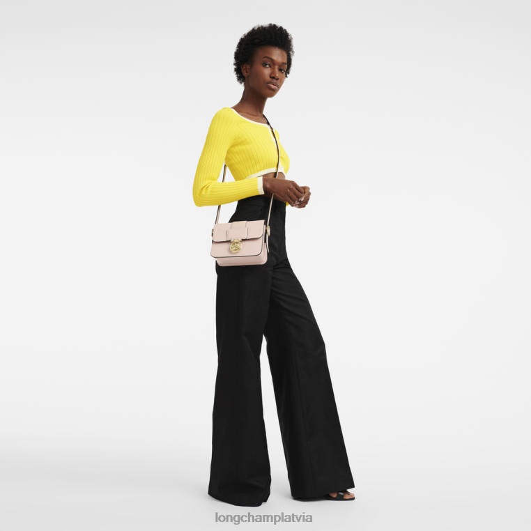 sievietes gaiši rozā Longchamp box-trot crossbody soma somas 64NVH22