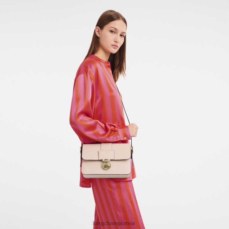 sievietes gaiši rozā Longchamp box-trot crossbody soma somas 64NVH234