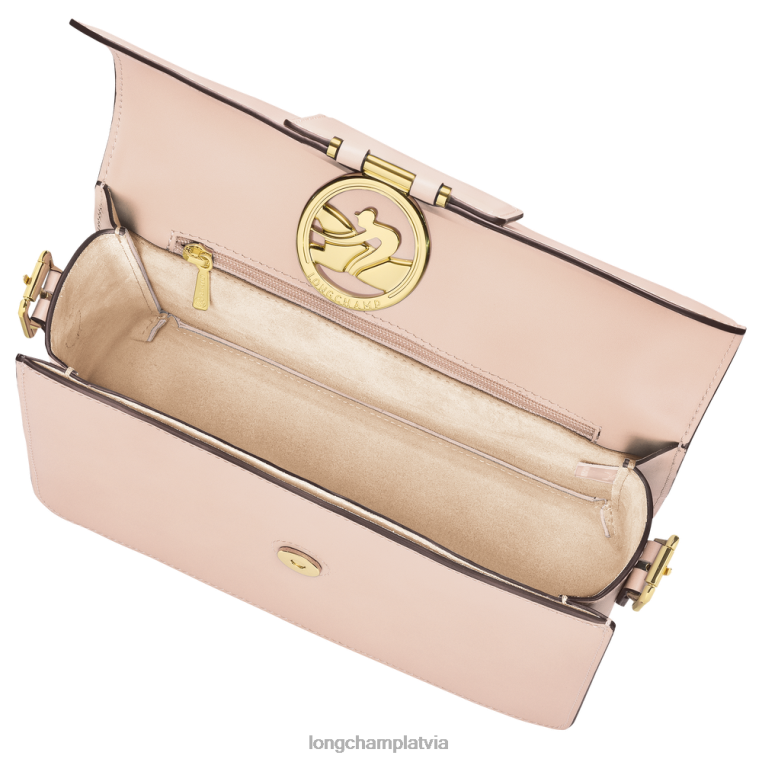 sievietes gaiši rozā Longchamp box-trot crossbody soma somas 64NVH234