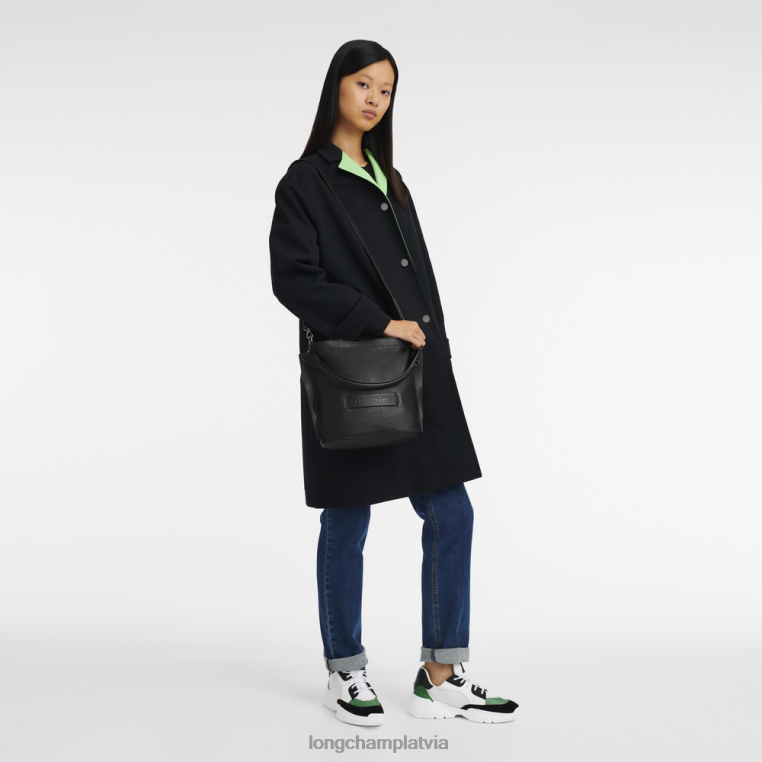 sievietes melns Longchamp 3D crossbody soma somas 64NVH312