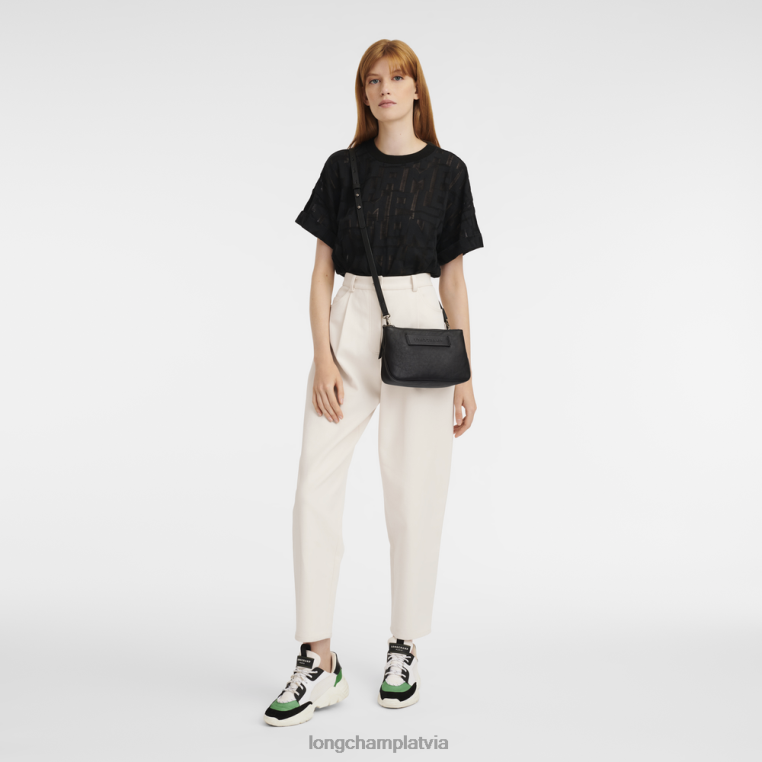 sievietes melns Longchamp 3D crossbody soma somas 64NVH317