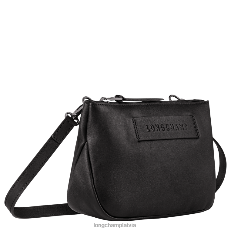 sievietes melns Longchamp 3D crossbody soma somas 64NVH317