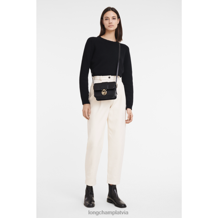 sievietes melns Longchamp box-trot crossbody soma somas 64NVH228