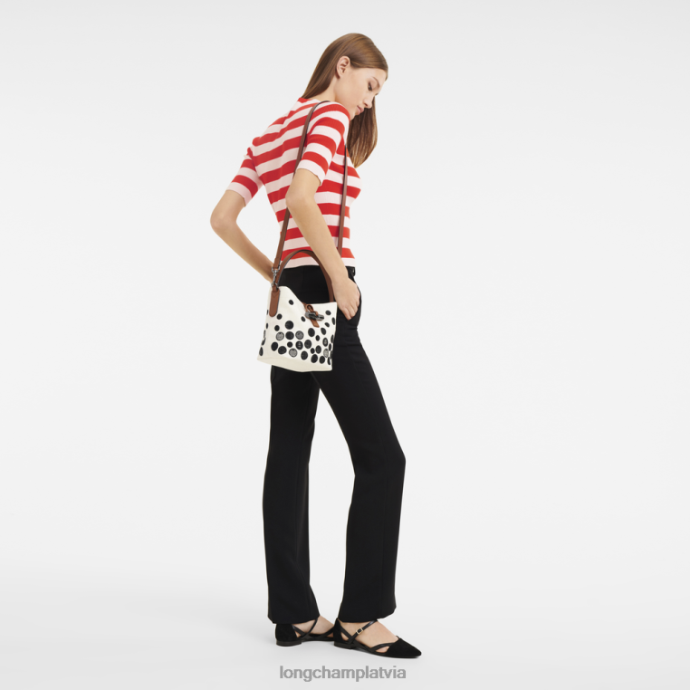 sievietes melns balts Longchamp roseau būtiska kausa soma somas 64NVH256