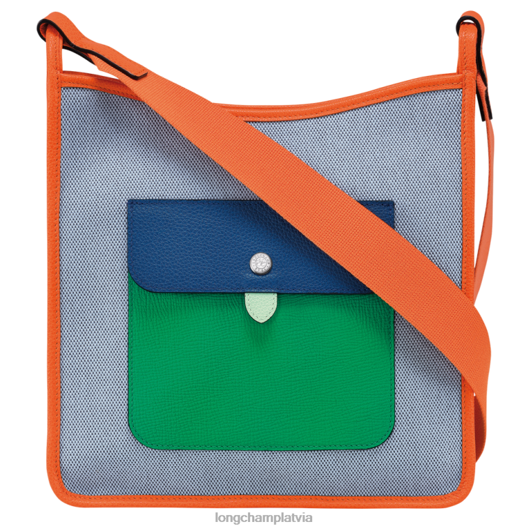 sievietes zils/oranžs Longchamp le foulonne soma ar rāvējslēdzēju somas 64NVH260