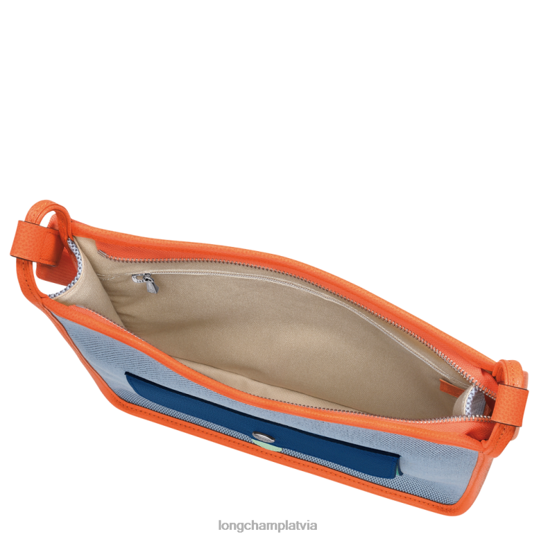 sievietes zils/oranžs Longchamp le foulonne soma ar rāvējslēdzēju somas 64NVH260