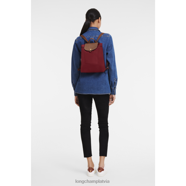 sievietes sarkans Longchamp le pliage oriģinālā mugursoma somas 64NVH443