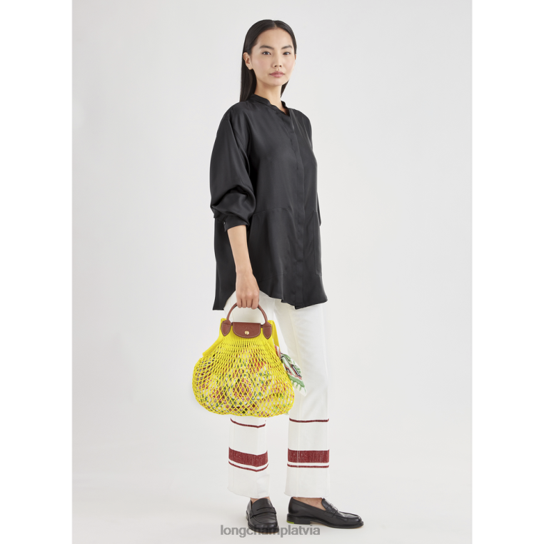 sievietes citronu Longchamp le pliage filet tīkla maisiņš somas 64NVH2