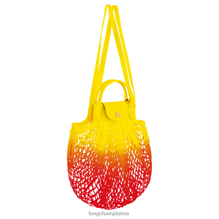 sievietes dzeltens/oranžs Longchamp le pliage filet tīkla maisiņš somas 64NVH8