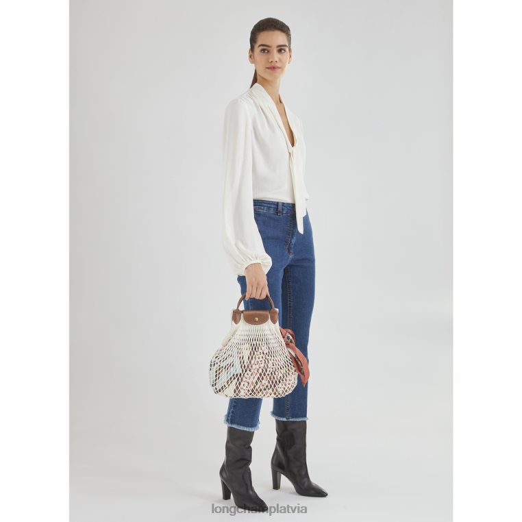 sievietes ekru Longchamp le pliage filet tīkla maisiņš somas 64NVH66