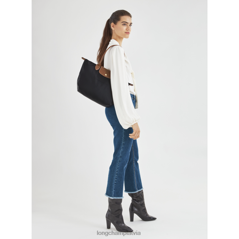 sievietes melns Longchamp le pliage oriģinālā soma somas 64NVH421