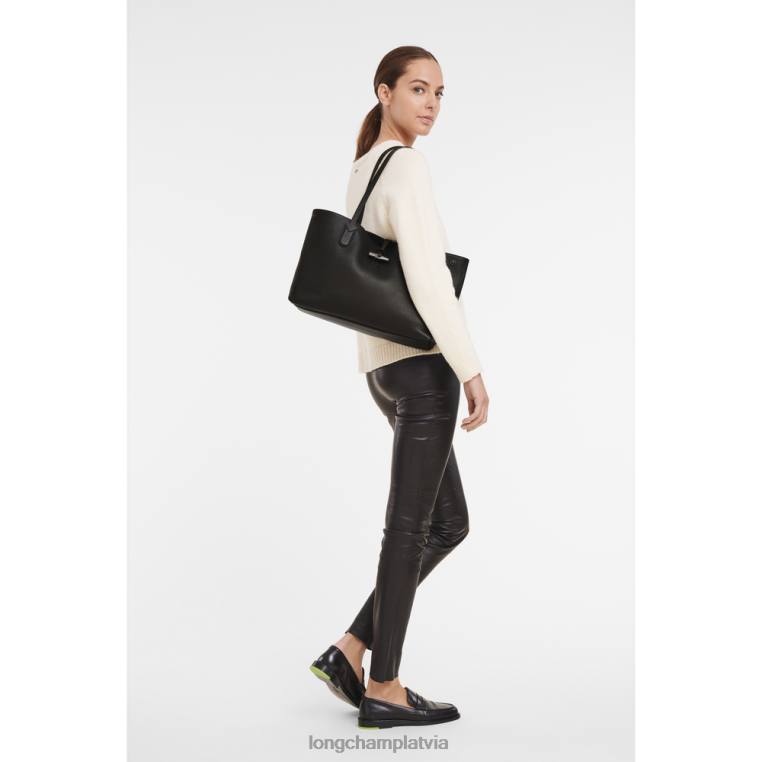 sievietes melns Longchamp roseau būtiska soma somas 64NVH360