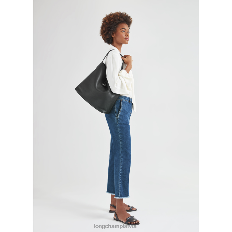 sievietes melns Longchamp roseau essential hobo soma somas 64NVH356