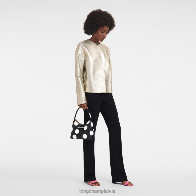sievietes melns Longchamp roseau klaiņojoša soma somas 64NVH383