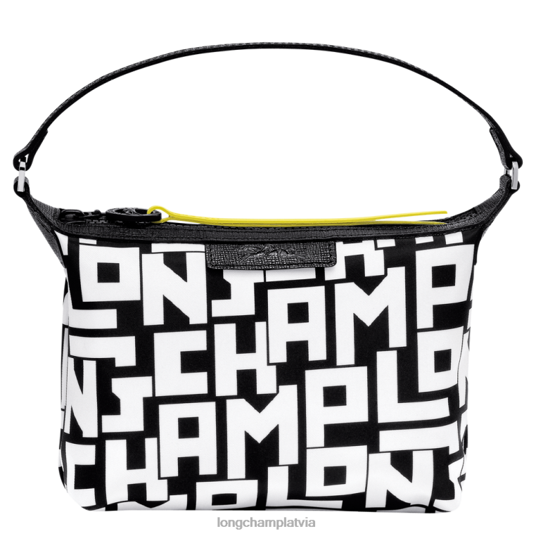 sievietes melns balts Longchamp le pliage lgp sajūgs somas 64NVH227