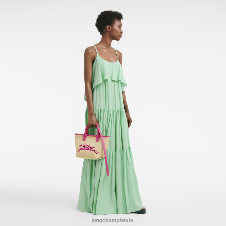 sievietes fuksija Longchamp le panier pliage grozu soma somas 64NVH62