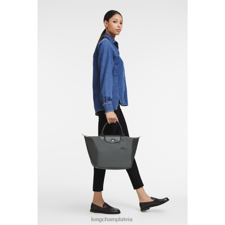 sievietes grafīts Longchamp le pliage zaļa rokassomiņa somas 64NVH194