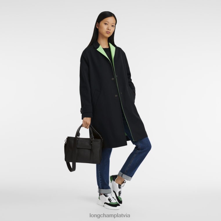 sievietes melns Longchamp 3D rokassomiņa somas 64NVH176