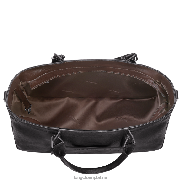 sievietes melns Longchamp 3D rokassomiņa somas 64NVH181