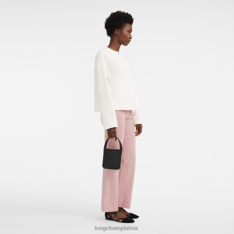 sievietes melns Longchamp le foulonne rokassomiņa somas 64NVH128