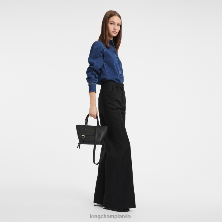 sievietes melns Longchamp pastkastes rokassomiņa somas 64NVH163