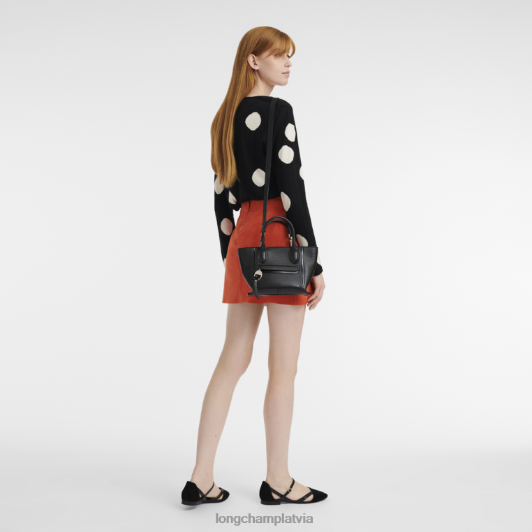 sievietes melns Longchamp pastkastes rokassomiņa somas 64NVH175