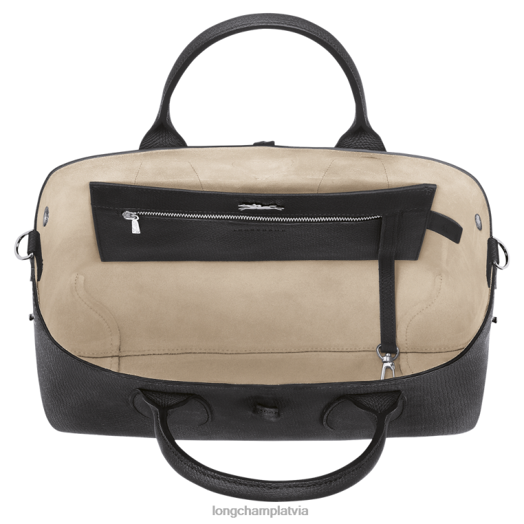sievietes melns Longchamp roseau rokassomu somas 64NVH103