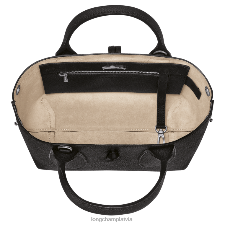sievietes melns Longchamp roseau rokassomu somas 64NVH112