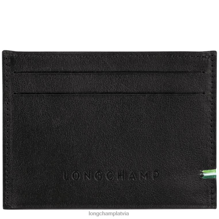 vīriešiem melns Longchamp sur seine kartes turētājs ādas izstrādājumi 64NVH1132