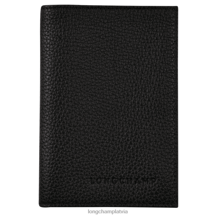 vīriešiem melns Longchamp le foulonne pases vāks ādas izstrādājumi 64NVH724